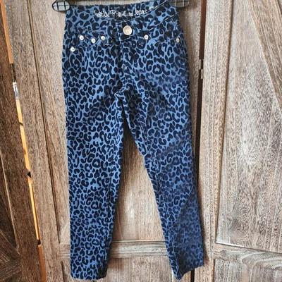 Jeans Justice Premium Azul Estampado Leopardo Terciopelo Texturizado Talla 7S Simplemente Bajo Usados en Excelente Condición Foto 1 de 4