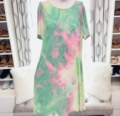 Honeyme Tie-Dye Swing T-Shirt Dress -(NWTGreen & Pink Size XL - Image 1 of 4