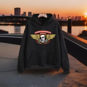 Herren großes neues Kapuzensweatshirt mit Taschen & Skateboard Logo schwarz 🛹 - Bild 1 von 3