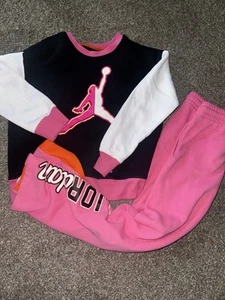 Girls Jordan Pink And Black Sweatshirt Set Girls Large - Picture 1 of 11