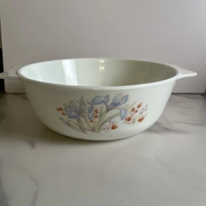 Pyrex Vintage Blue Iris England Casserole Baking Dish 1qt Small - Picture 1 of 5