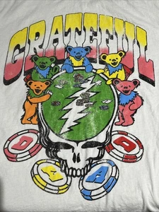 Camisa De Colección Grateful Dead Para Hombres Grande Blanca Calavera Osos Jugando al Poker Talla L - Imagen 1 de 4