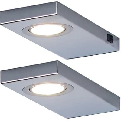 LED Unterbauleuchte Küche 2x3 W Edelstahl Küchenleuchte Leon Leuchtenset *548859 - Bild 1 von 2