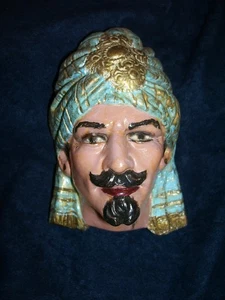 Vintage MCM SIZILIANISCHER MOORKOPF Wandbehang Büste, seltenes Art Deco Kreidegeschirr - Bild 1 von 2