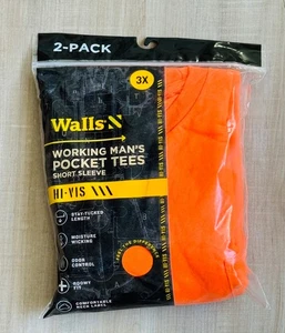 Walls Short Sleeve Working Pocket Tees Hi Visible Orange 2 Pack Men's Size XXXL - Picture 1 of 5