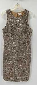 NWT J CREW LEOPARD BEIGE BASKET WEAVE COTTON SLEEVELESS SHEATH DRESS SIZE 10 - Picture 1 of 11
