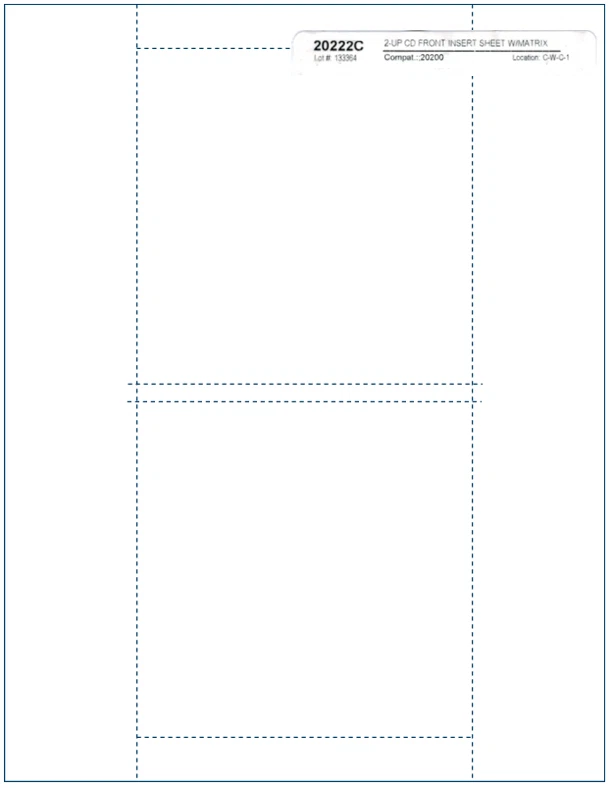 200-Pak MATTE FINISH Jewel Case 2-UP FRONT INSERT with Matrix (inkjet/laser) - Image 1 of 1