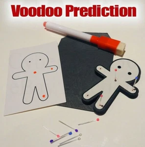 Voodoo Bambola Predizione Mentale Mind Magia Trucco Pin Punta Nessun Force Nero - Picture 1 of 3