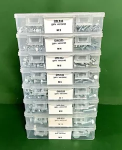 Juego de tornillos hexagonales DIN 933 rosca completa surtido 8,8 galvanizado M3-M12 seleccionable - Imagen 1 de 2