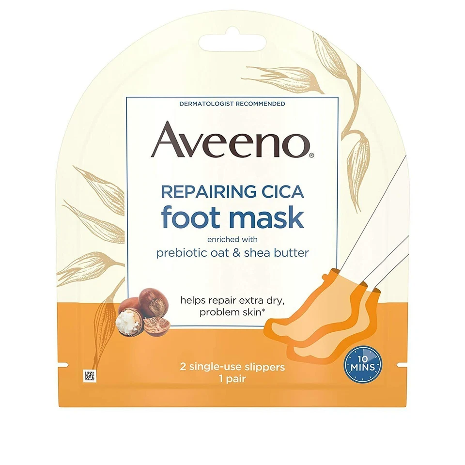 Aveeno Repairing CICA Foot Mask With Prebiotic Oat and Shea Butter 6 Pk