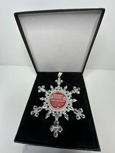 NEW ~ Silver Plated ~ JEWELED ~ Photo ~ CHRISTMAS ~ 5" ~ Snowflake ~ ORNAMENT - Picture 1 of 2