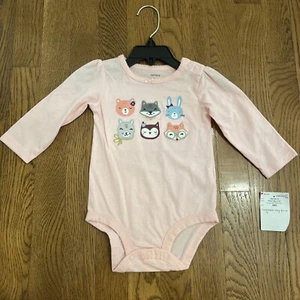 Carter's Baby Mädchen Langarm Body 9 Monate rosa Tiere Stickerei - Bild 1 von 3