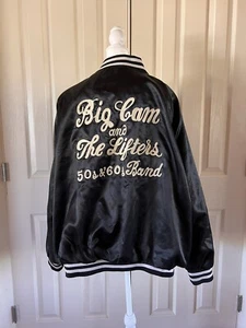 vintage satin jackets men black xxxl chain stitched nashville sabian patches - Picture 1 of 19