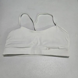 Lululemon Women Sports Bra 8 White Flow Y Racerback Lightly Lined READ - Picture 1 of 6