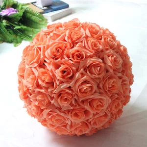 11-12" Rose Flower Kissing Ball Silk Rose Pomander for Wedding and Party 1 Piece - Picture 1 of 35