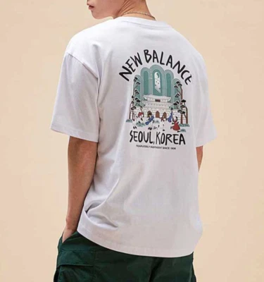 New Balance UNI Seoul City Running T-Shirts Unisex Casual Tee White NBNEF2A073 - Image 1 of 4