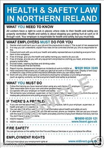 HEALTH AND SAFETY LAW IN NORTHERN IRELAND POSTER A4 OR A3 FULLY UP TO DATE 2016 - Picture 1 of 1