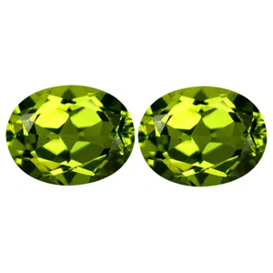 4.14 ct (2pcs) MATCHING PAIR Dazzling Oval Cut (9 x 7 mm) Green Peridot Genuine - Picture 1 of 1