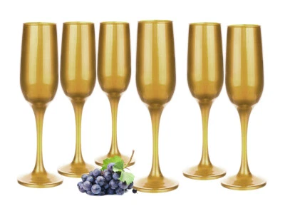 6 Champagne Glasses 200ml Gold Champagne Champagne Goblets Champagne Glass Prosecco Glasses Prosecco - Image 1 of 3