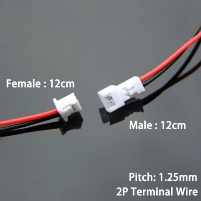 1.25mm Pitch 2P 2PIN Male Female Plug Connector Electronic Terminal Wire 24cm - Image 1 of 4