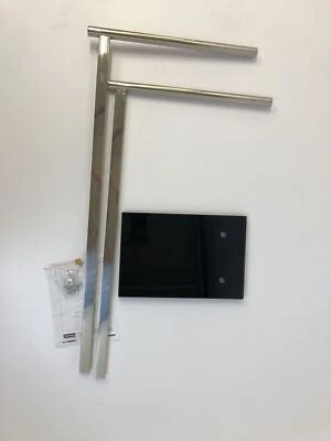 WENKO Portasciugamani e Appendiabiti Lava, Acciaio Inox, Piano in Vetro, 42x8... - Immagine 1 di 4