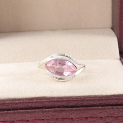 Morganite Gemstone 925 Sterling Silver Ring Handmade Jewelry Ring For Gift - Image 1 of 3