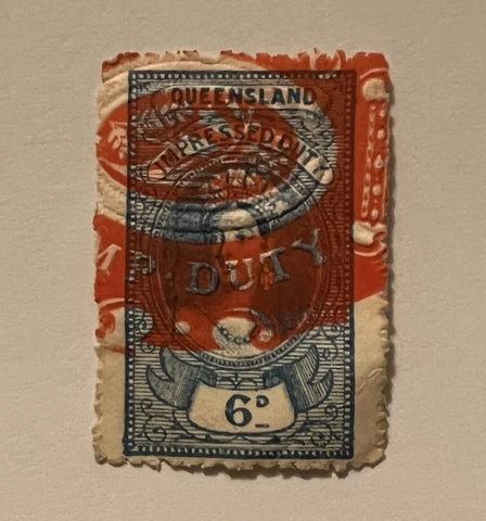 1895-1904 QUEENSLAND IMPRESSED DUTY STAMP 6d WITH RED CANCEL QV Cover