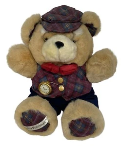 Dan Dee Teddy Precious Bear Stopwatch Spectacles Plaid Corduroy 15" Sitting - Picture 1 of 5