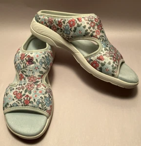 New Easy Spirit Trudi2 Womens 8.5M Light Blue Floral Cushioned Insole Sandals - Picture 1 of 15