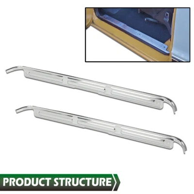 Pair Fit For 1967-1972 Chevy C10 GMC Truck Chrome Door Sill Plates W/ Hardware - Image 1 of 4