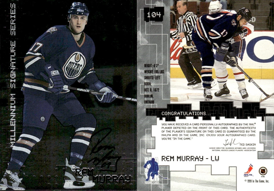 1999-00 BAP Millennium Autographs #104 Rem Murray Auto - NM-MT - Image 1 of 1