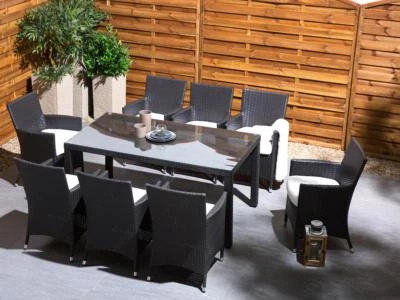 Rattan Gartenmöbel Set Tisch + 6 / 8 Sessel Sitzgruppe Sitzgarnitur für Garten - Bild 1 von 4