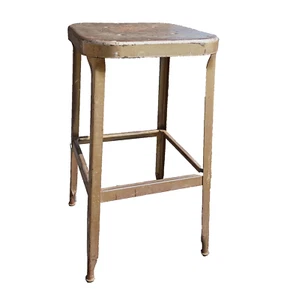 Antique Stamped Steel Tall Shop Stool Lyons Metal Products Aurora IL 1940s - Picture 1 of 19