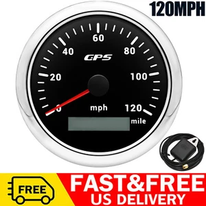 85MM Waterproof GPS Speedometer Gauge 0-120MPH for Motorcycles Boat Car Truck US - Picture 1 of 20