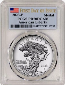 2023 AMERICAN LIBERTY Silver Medal PCGS PR70💥FLAWLESS QUALITY💥FIRST DAY ISSUE - Picture 1 of 4