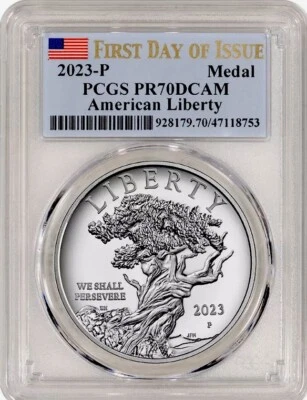 2023 AMERICAN LIBERTY Silver Medal PCGS PR70💥FLAWLESS QUALITY💥FIRST DAY ISSUE - Image 1 of 4