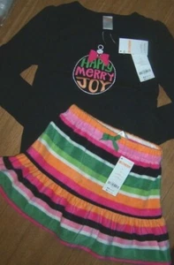 Skirt Set 2pc Stripe Fleece Skirt Black Happy Merry Top Gymboree Girl sz 3 New - Picture 1 of 2