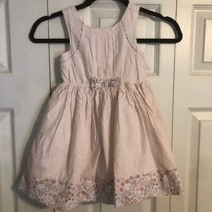 RACHEL ZOE 4T Girl's Dress Pink White Seersucker Dress Tulle Floral Bow Sweet - Picture 1 of 7