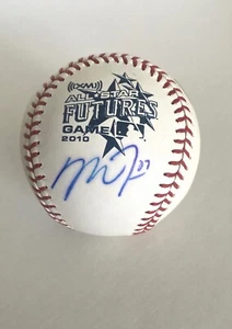 Mike Trout Firmado Equipo de Béisbol EE. UU. LA Angels 2010 Juego de Futuros con Certificado de Autenticidad - 3xMVP - Imagen 1 de 4