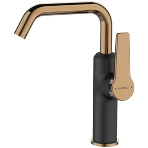 Waschtischarmatur Schwarz-Roségold ALANIS Wasserhahn Mischbatterie + Click-Clack - Bild 1 von 3