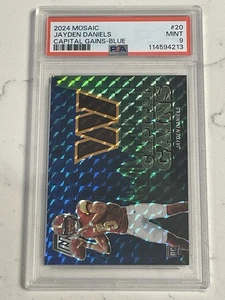 2024 Mosaic Capital Gains Jayden Daniels #20 Blue Mosaic Prizm /99 (RC) PSA MINT - Picture 1 of 3