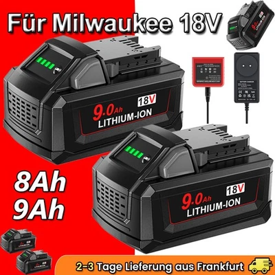 MARKENLOS Für Milwaukee M18 8.0Ah 9.0Ah High Output Akku M18B6 18V XC Li-Ion Ladegerät DHL