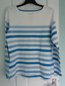 Joules Women's Long Sleeve Top White And Blue Striped Size 14 - Picture 1 of 6