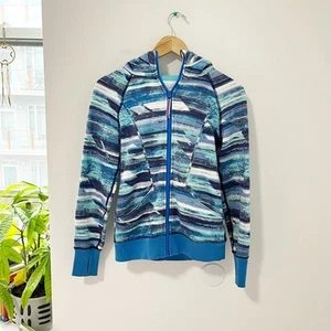 Ivivva Blue & White Print Zip Jacket Size 12 - Picture 1 of 5