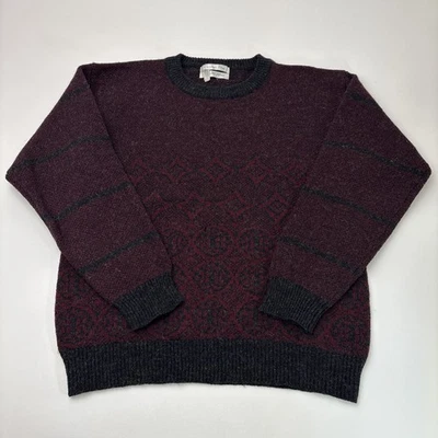 Suéter de lana vintage Christian Dior para hombre talla grande borgoña cuello redondo Foto 1 de 4