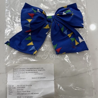 🎀 Eleanor Rose Hair Bow Fourth Of July Surprise Sonni Fabric Bow NWT! - Image 1 of 2