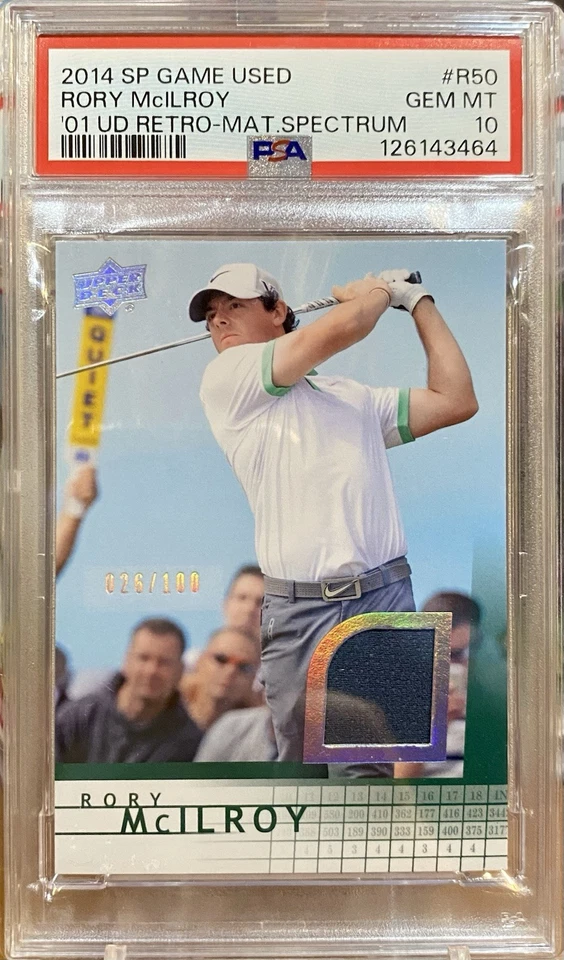 2014 SP Game Used Edition Retro Rookies Spectrum Mat. Rory McIlroy /100 PSA 10 - Image 1 of 2