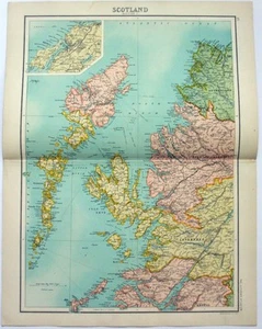 NW Scotland - Original 1898 Map by John Bartholomew. Antique - Picture 1 of 4
