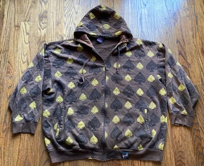 VTG Hollywood Cartel Hoodie Mens 4XL Brown Jessie Pinkman AOP Cyber Y2K Full Zip - Image 1 of 4