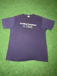 Vintage 70s 80s TDK RARE VHS Tapes Cassette Promo XL T Shirt - Picture 1 of 6